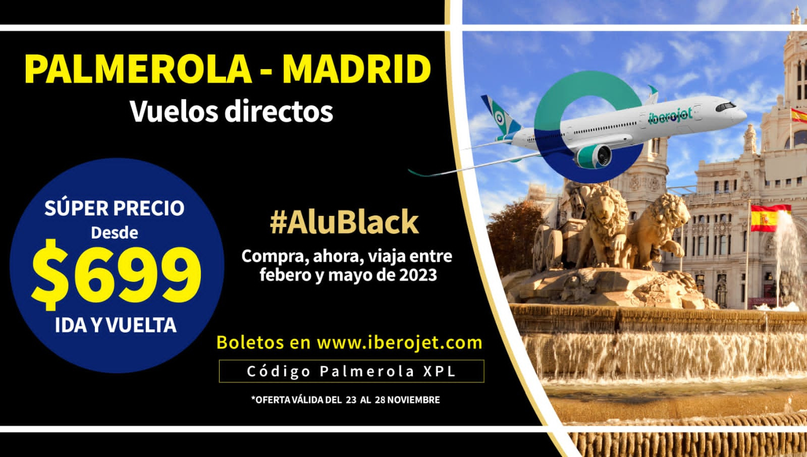 Histórico: Vuelos directos Palmerola - Madrid desde $699 ida y regreso con Iberojet